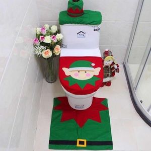 New 3pcs Christmas Elf Toilet Cover Set